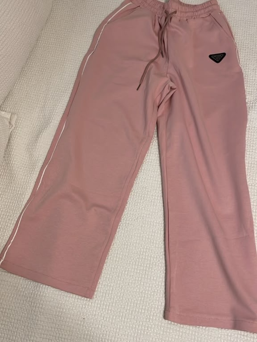 Prada Dusty Pink Drawstring Joggers with White Piping - Picture 2 of 3